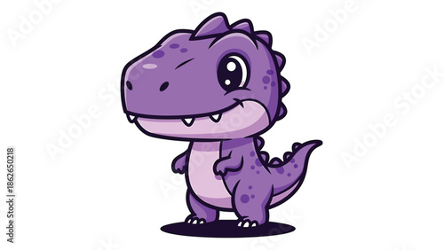 Adorable Purple Cartoon Dinosaur with Big Eyes and a Playful Smile.