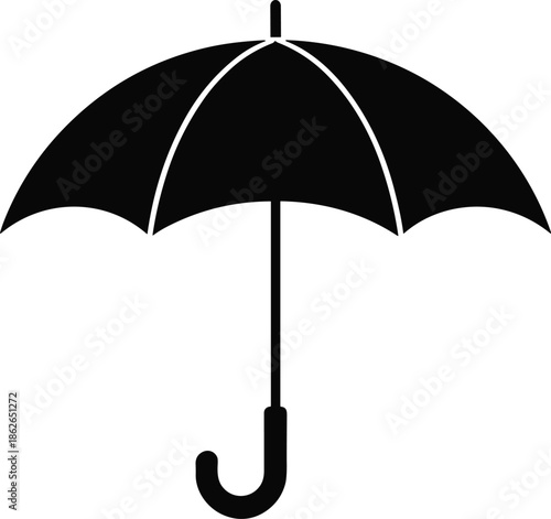Umbrella black and white vector on white background.