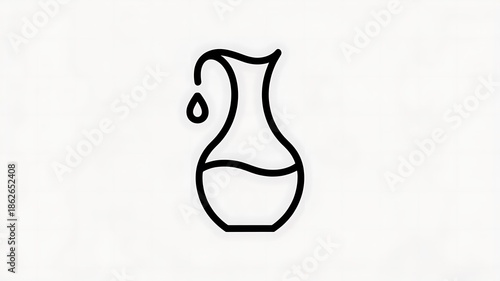 Minimal water jug icon with droplet line design
