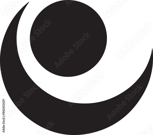 Planet Silhouette – Moon Vector Black on White”