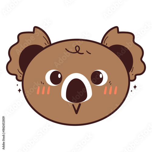 cute hand drawing cartoon koala head for kids sticker