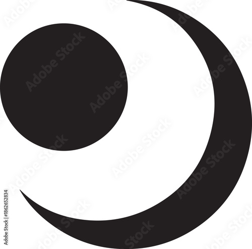 Planet Silhouette – Moon Vector Black on White”
