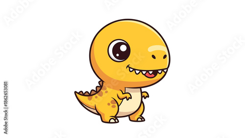 Adorable Cartoon Dinosaur Character Illustration with Big Eyes.