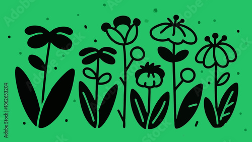 spring、plant、plants、botanical、botany、nature、leaf、leaves、green、black、lineart、outline、handdrawn、sketch、simple、minimal、illustration、drawing、art、design、organic、natural、eco、floral、foliage、garden、modern、cle