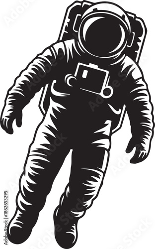 Astronaut Silhouette – Space Explorer Vector Black on White”