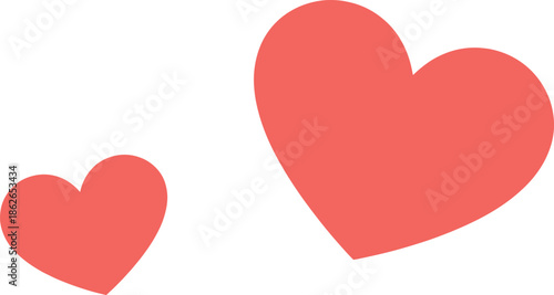 Coral pink heart shapes in different sizes expressing love and romance isolated on white background minimalist vector illustration design