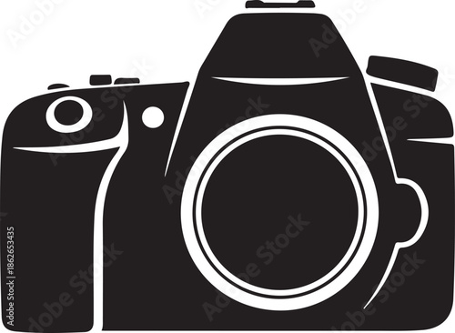 Camera Silhouette – DSLR Vector Black on White”