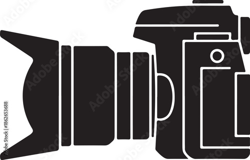 Camera Silhouette – DSLR Vector Black on White”