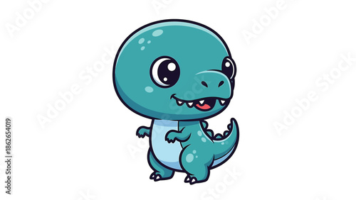 Adorable Cartoon Dinosaur Character Illustration with Big Eyes.