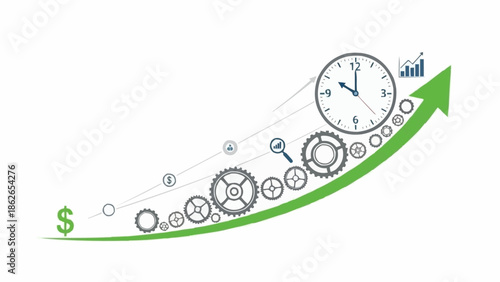 Time and Gears Driving Financial Growth Upward.