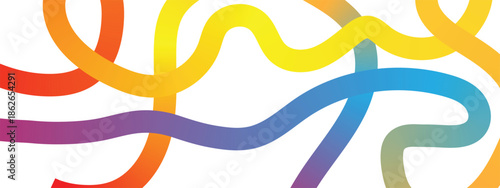 Abstract doodle lines, rainbow-colored confetti, seamless pattern. Endless background, colorful curves.