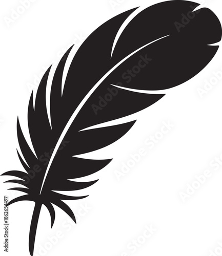 Feather Silhouette – Feather Vector Black on White”