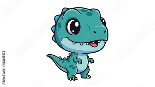 Adorable Cartoon Tyrannosaurus Rex Character with Big Eyes.