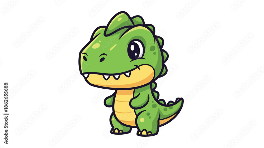 Fototapeta premium Adorable Cartoon Dinosaur Character Illustration with Playful Design.