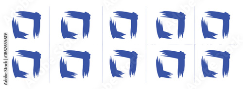 Abstract Blue Brush Stroke Squares Pattern on White Background