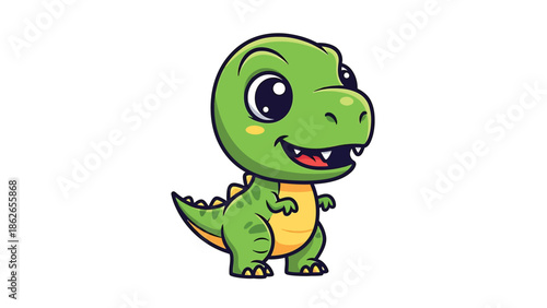 Adorable Cartoon Tyrannosaurus Rex Character with Big Eyes.
