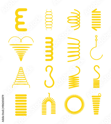 Collection of Yellow Spring Icons and Symbols on White Background