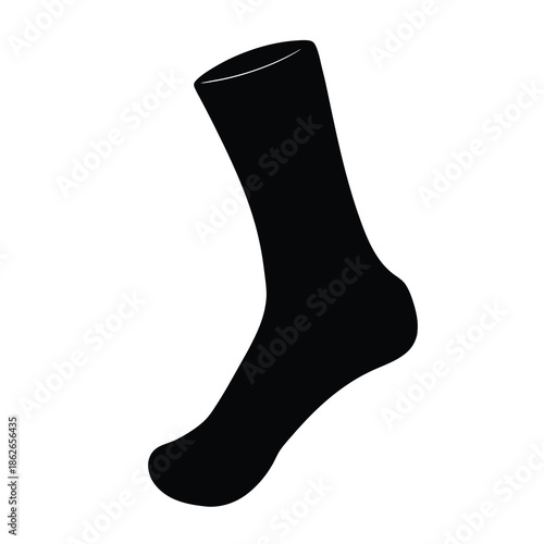 Black Sock Icon on White Background Illustrating Footwear and Clothing