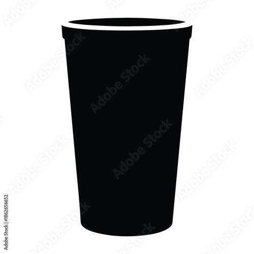 Solid black drinking cup with visible white rim on a white background