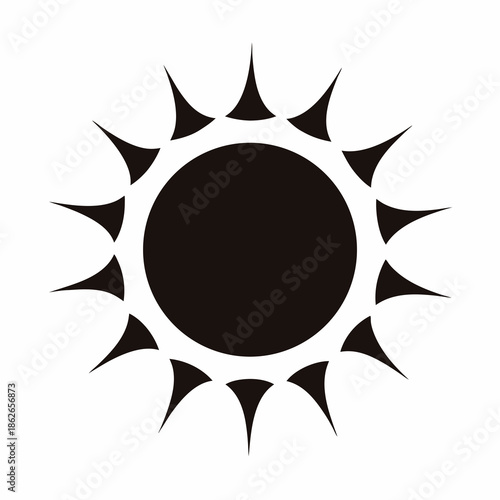 Stylized Sun with Sharp Rays Shining Brightly in Graphic Design Form