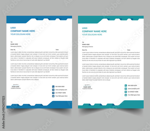 Clean and professional corporate company business letterhead template design with color variation bundle. Corporate company business letterhead template design