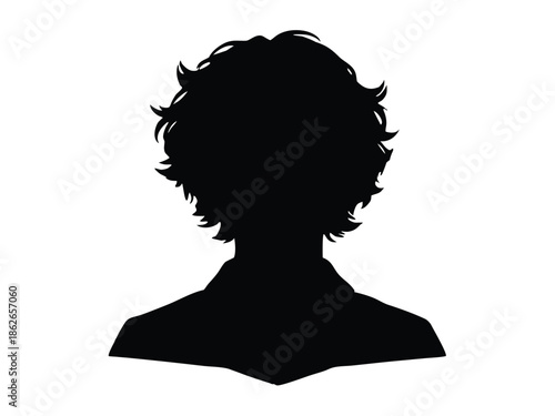Silhouette of a person with curly hair