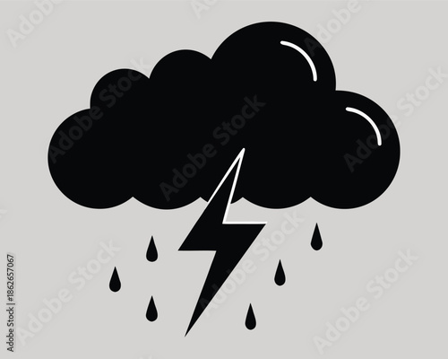 Storm Cloud with Lightning and Rain