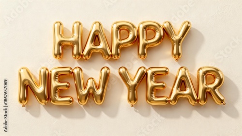 Gold Happy New Year balloons
