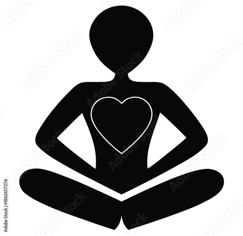 Meditation Heart Symbol Yoga Pose Silhouette