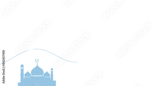 Serene mosque silhouette against majestic mountain landscape