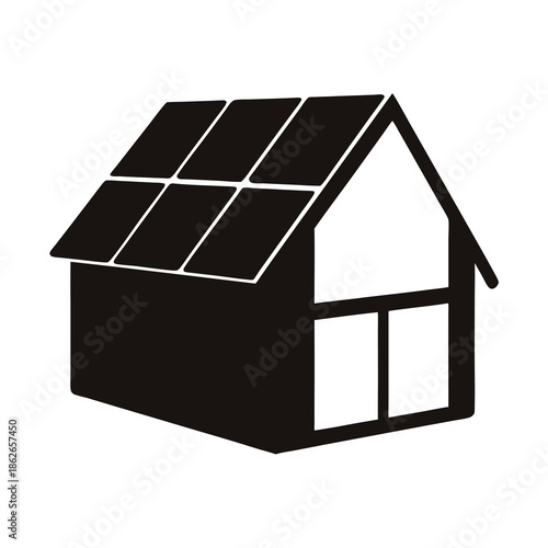 Modern house design with eco friendly solar panels on the roof