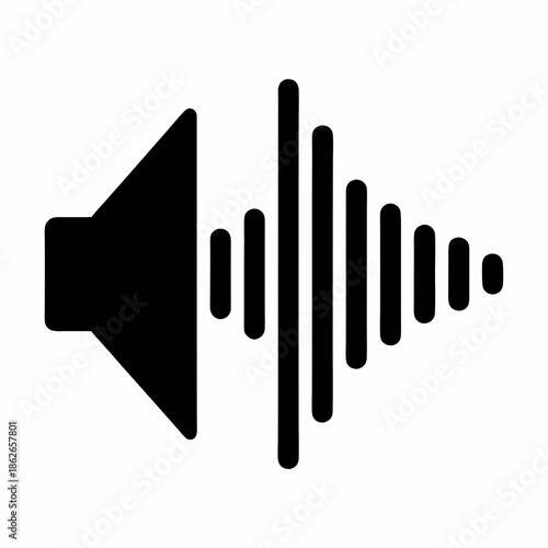 Black icon representation of sound volume and frequency signal strength modulation