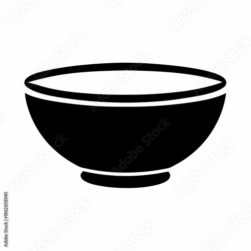 Minimalist black and white illustration of a food bowl with a pedestal