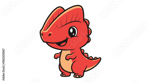 Adorable Cartoon Tyrannosaurus Rex Character with Friendly Smile.