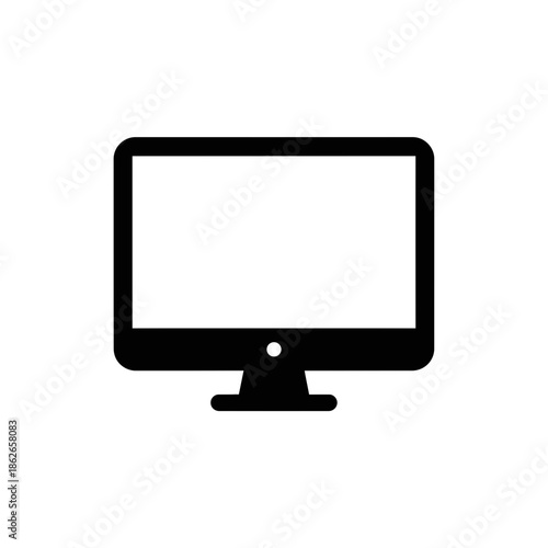 Computer Monitor Icon – Desktop Screen Display Minimal Vector Illustration
