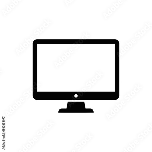 Computer Monitor Icon – Desktop Screen Display Minimal Vector Illustration