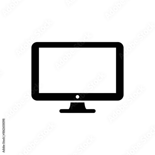 Computer Monitor Icon – Desktop Screen Display Minimal Vector Illustration