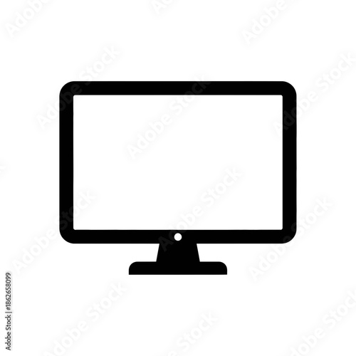 Computer Monitor Icon – Desktop Screen Display Minimal Vector Illustration