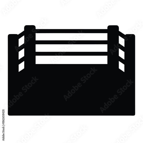 Black and white illustration of a boxing ring viewed from above