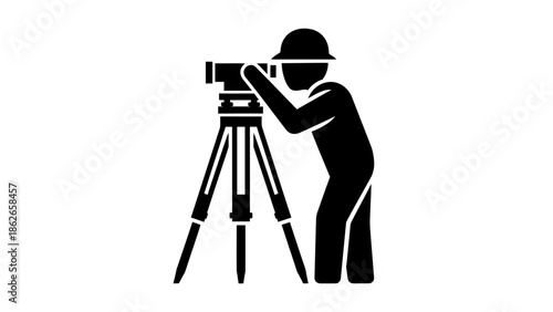 Videographer Silhouette with Camera Tripod – Filmmaking Cinematography Vector Icon