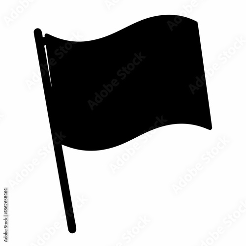 A black flag waves in the wind, signifying surrender or mourning