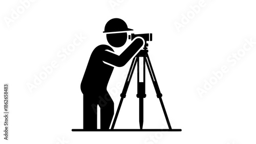 Videographer Silhouette with Camera Tripod – Filmmaking Cinematography Vector Icon