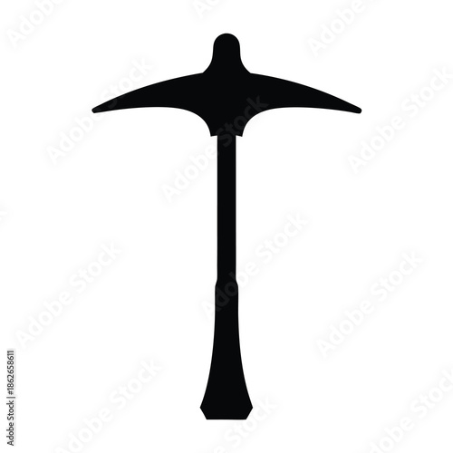 Black Silhouette of a Pickaxe, a Symbol of Mining and Labor