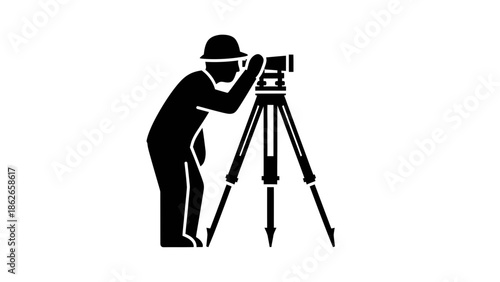 Videographer Silhouette with Camera Tripod – Filmmaking Cinematography Vector Icon