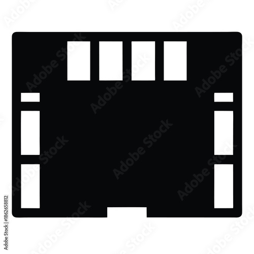 Schematic diagram of a server rack layout for infrastructure planning and design