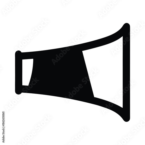 Simple black and white illustration of a megaphone for announcements and communication