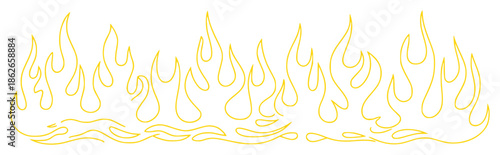 Stylized Yellow Flame Outline Border on White Background