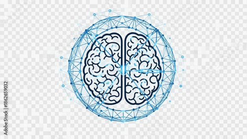 Abstract Digital Brain Network Illustration.
