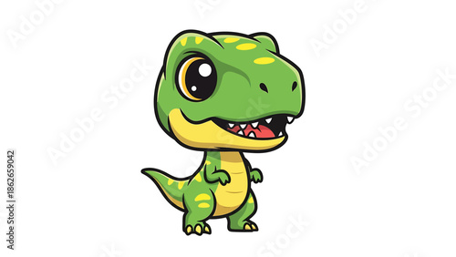 Adorable Cartoon Tyrannosaurus Rex Illustration with Big Eyes.