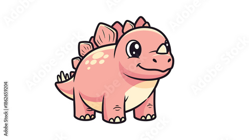 Adorable Cartoon Stegosaurus with Pink Skin and Spikes.